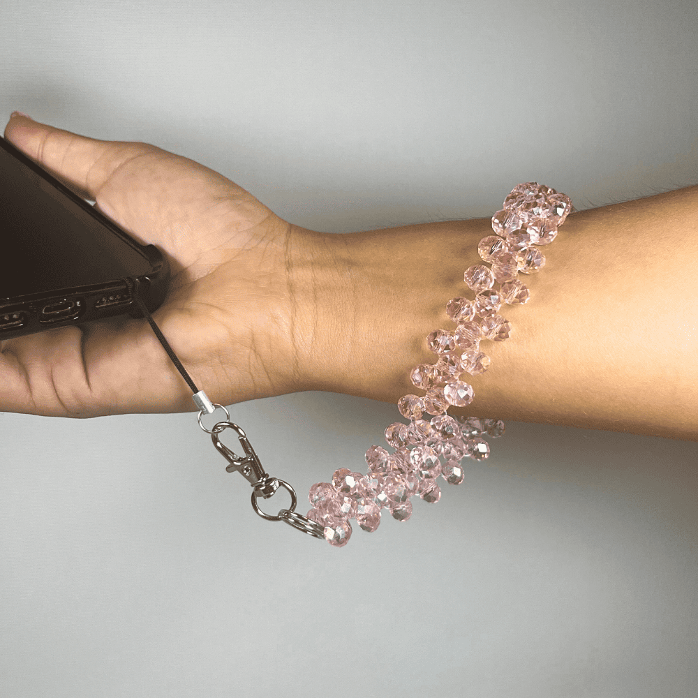 Dragonne De Téléphone Rose Pâle Poudré LD PERLES & CONFECTIONPERLES