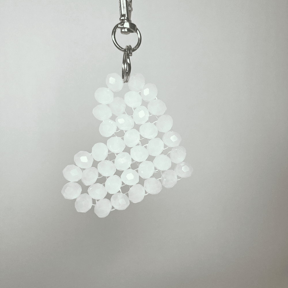 Porte-Clés Cœur Blanc Nacré LD PERLES & CONFECTIONPERLES
